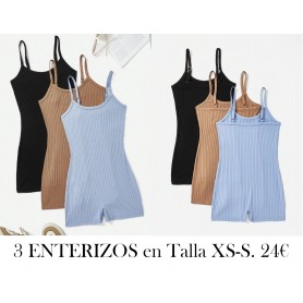 Conjunto de 3 piezas de unitardo ceñido de unicolor para mujer con tirantes finos