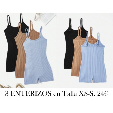 Conjunto de 3 piezas de unitardo ceñido de unicolor para mujer con tirantes finos