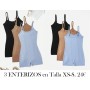 Conjunto de 3 piezas de unitardo ceñido de unicolor para mujer con tirantes finos