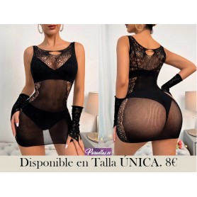 3 piezas Vestido con abertura de malla con mangotes